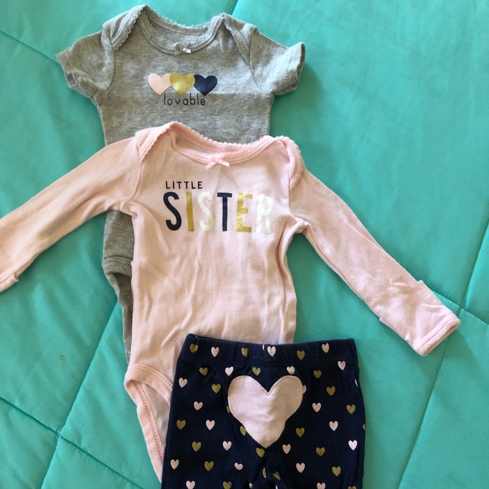 2 matching sets for baby girl newborn size